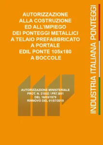 Certificazione ministeriale telaio prefabbricato
 105x180 a boccole