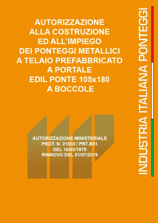 Certificazione ministeriale telaio prefabbricato 105x180 a boccole