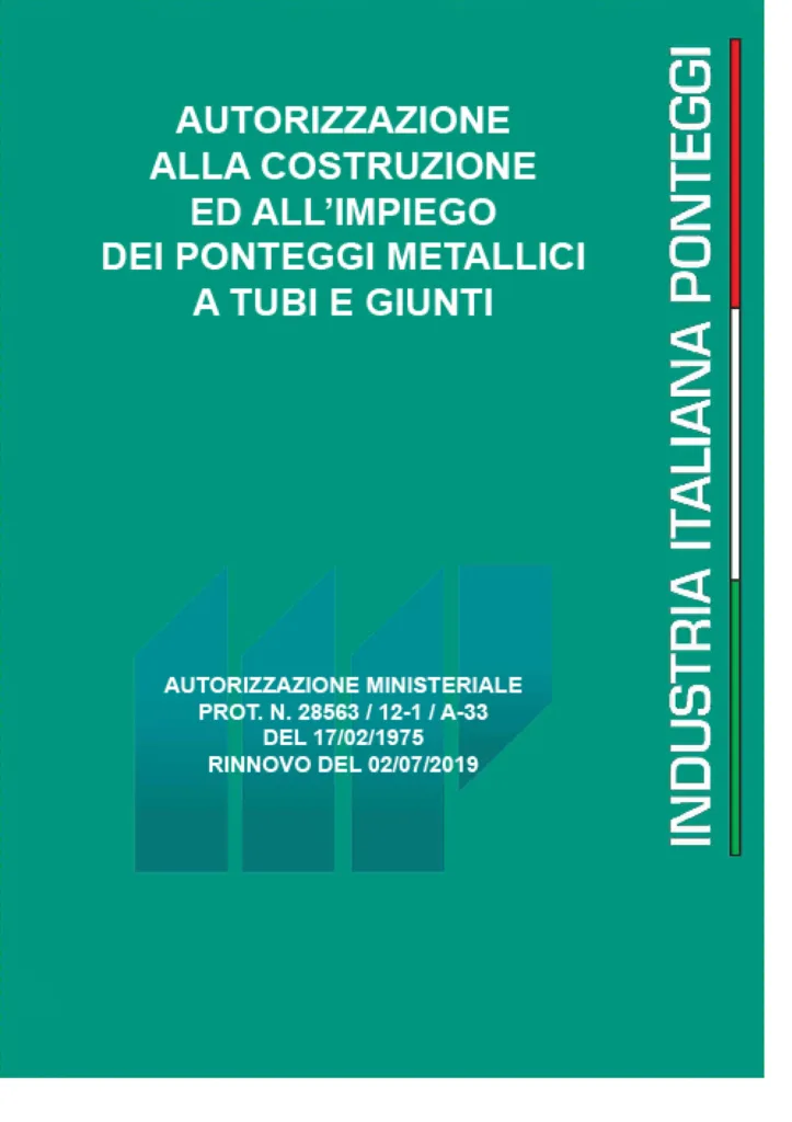 Certificazione ministeriale Ponteggio in Tubo & Giunto